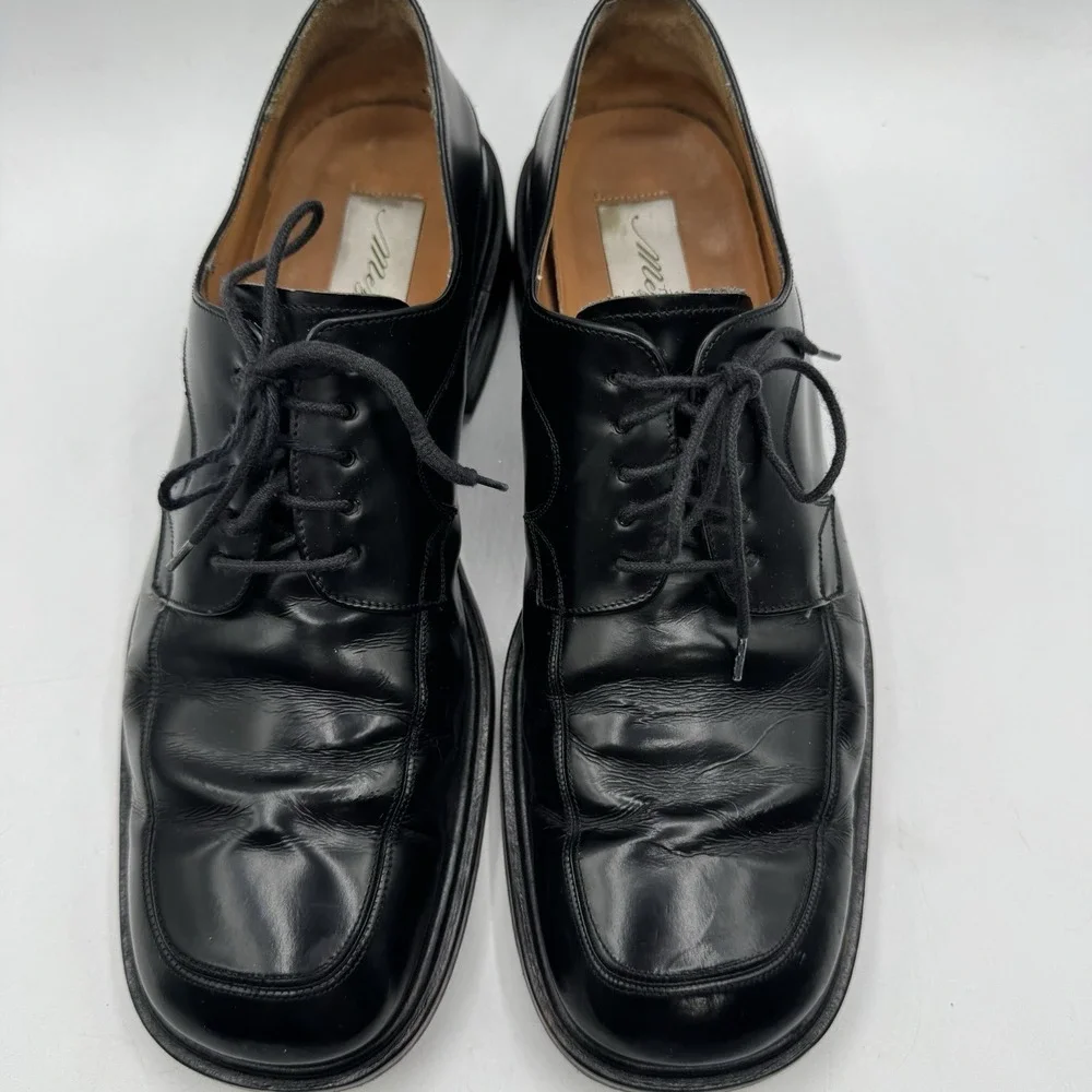 Mezlan Alcoy Vintage Y2K Black Leather Chunky Oxford Mens Sz 10 Black Platform